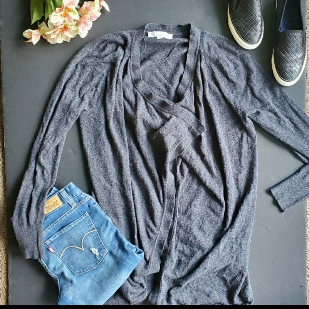 Loft grey flyaway cardigan
